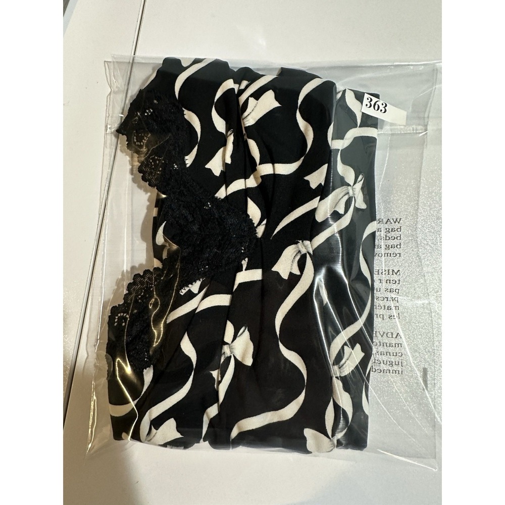 White House Black Market Cami Womens M Black White Bow Lace Trim Tank Top - Picture 10 of 10